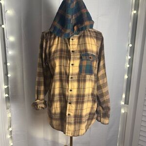 Reason Casual Button Down Shirt Brown and Blue Medium
